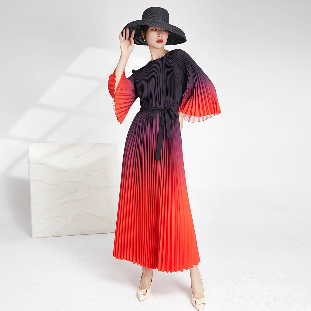 2025 High-end pleated dress women's temperament elegant pleated skirt long high-end sense New Popular trade women's clothing foundry