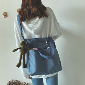 Waterproof Canvas Bag Female Summer One Shoulder Bag Bag Female Large Capacity Schoolbag Female College Student Crossbody Bag All-Matching Ins