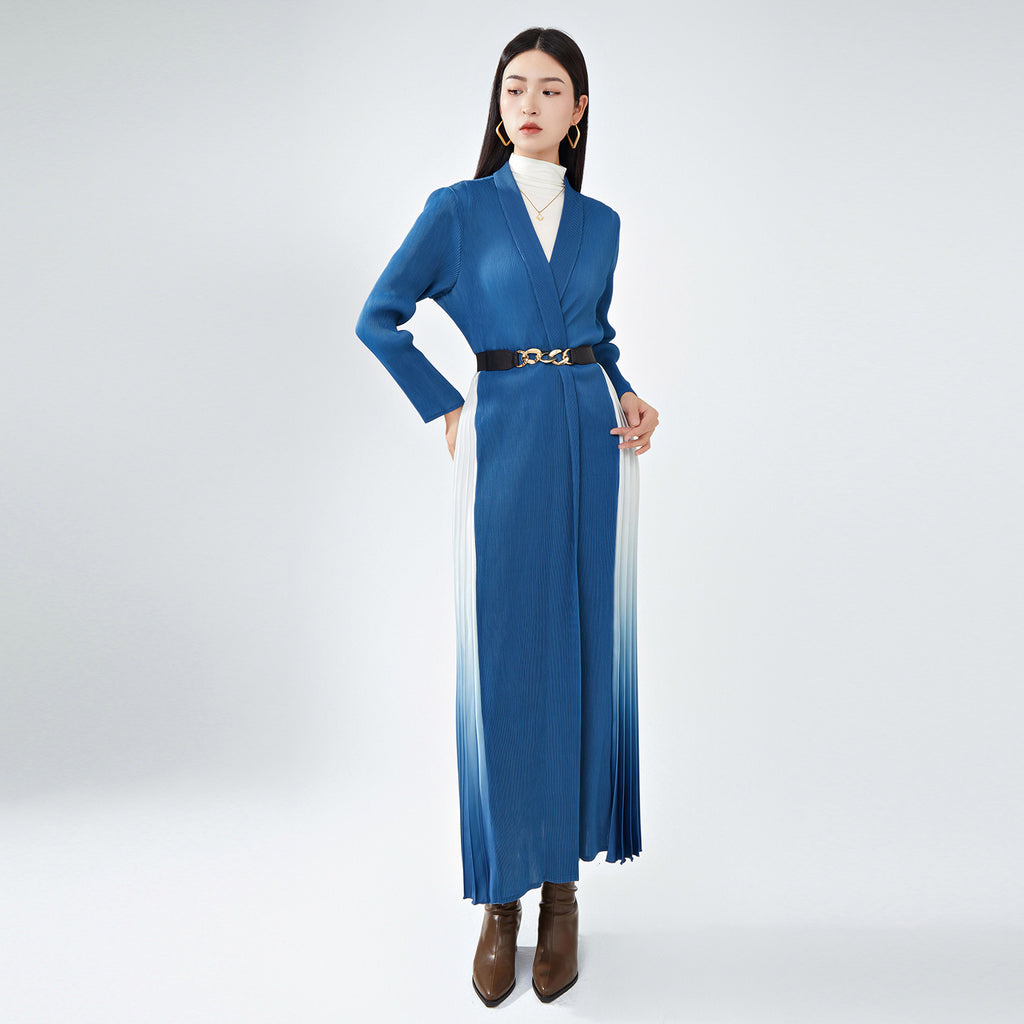 2025 Maillard trench coat long women's high-end feeling royal sister wind coat hanging feeling women's clothing irregular gradual change splicing coat
