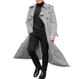 2025 men's medium and long trench coat  men's long trench coat fashion trench coat casual outer men's belt