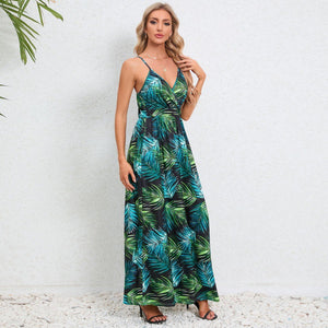 European and American Hot Trade 2025 Summer Women's Clothing New Fashion Sexy Sling Backless Slim-Fit Figure Flattering Dress Long Dress