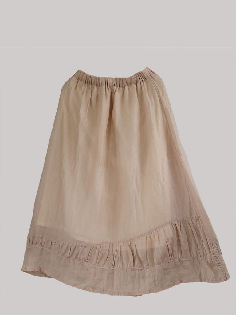 Shan Qian Nianyi, simple and atmospheric solid color women's medium and long skirt literary ramie double-layer skirt in spring and autumn