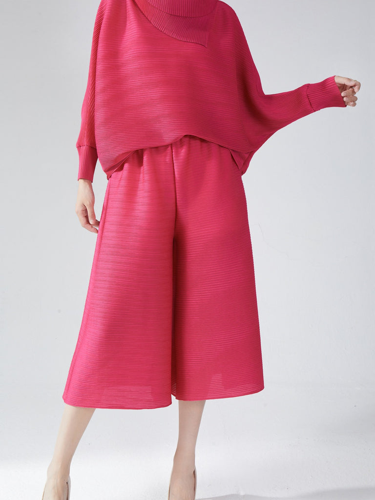 2025 large-size pants women's wide-leg pants drape high-end pleated summer thin loose seven-point casual pants women's