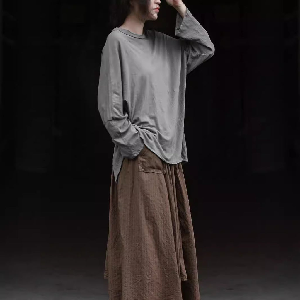 Shan Qian Nianyi, Tencel cotton retro literary and artistic thin skirt, jacquard irregular double-layer piece clip skirt