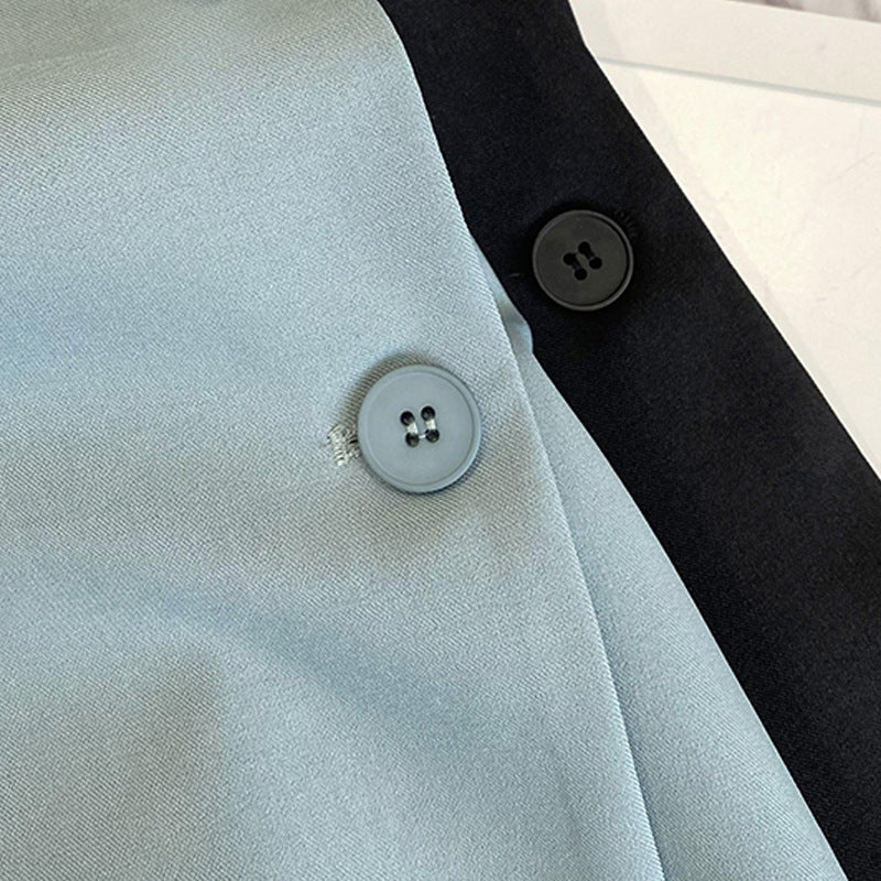 2025 summer short-sleeved suit retro pure bubble sleeve women's single-grain buckle loose Korean casual suit jacket 2140