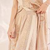 winter new Chinese light luxury stand-up collar bead embroidery sleeveless silk national style vest long dress set MY012