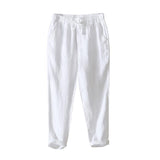 GOOSUDU L8104 Simple Solid Color Straight-Leg Pants Men's Lace Casual Pants Linen Breathable Cropped Pants Men's One Piece Dropshipping