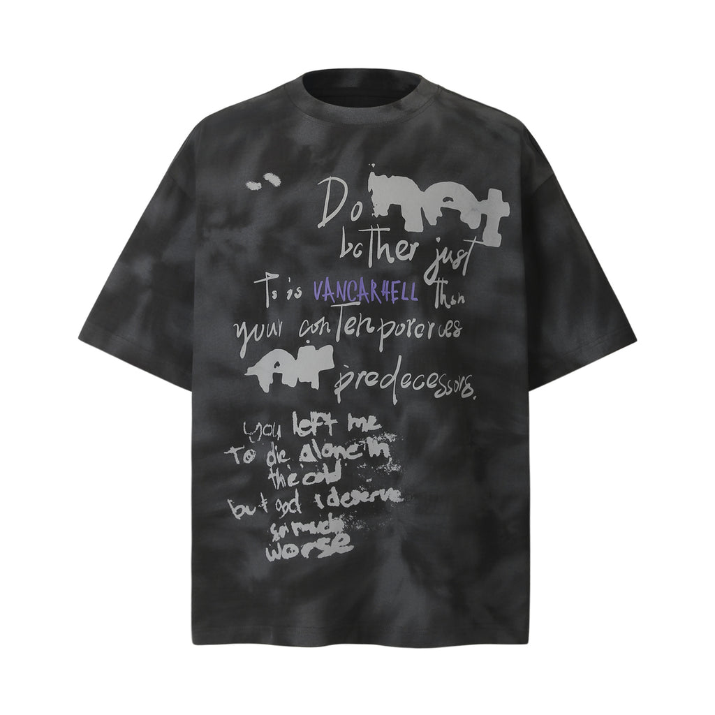 2025 8563 2025n Street 2025 Summer Letter Design Men's Loose Tie-Dyeing Premium Sense Neutral Short Sleeve T-Shirt