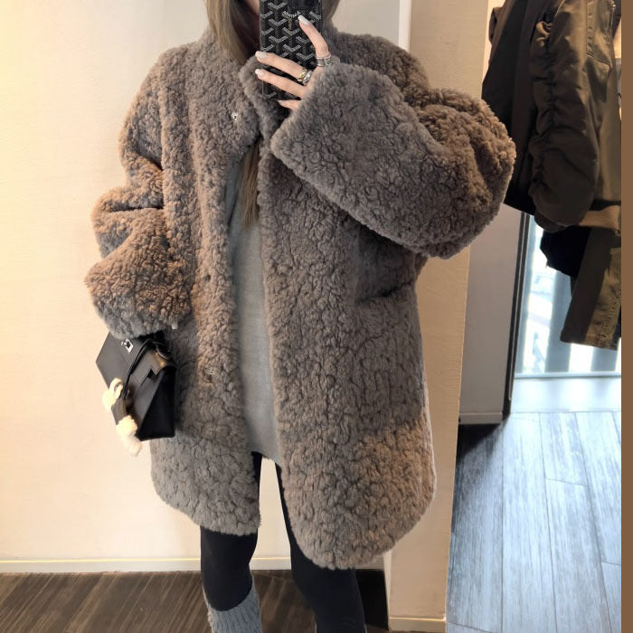 2025 Lazy wind medium and long fur integrated coat women's winter loose environmentally friendly fur coat high-end fashion top tide