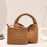 2025 New trendy retro child and mother bag New portable single shoulder diagonal span woven bag large capacity vegetable basket bucket bag