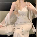 2025 popular  temperament New Chinese style cheongsam embroidered pleated suspender dress + sunscreen shawl two-piece set