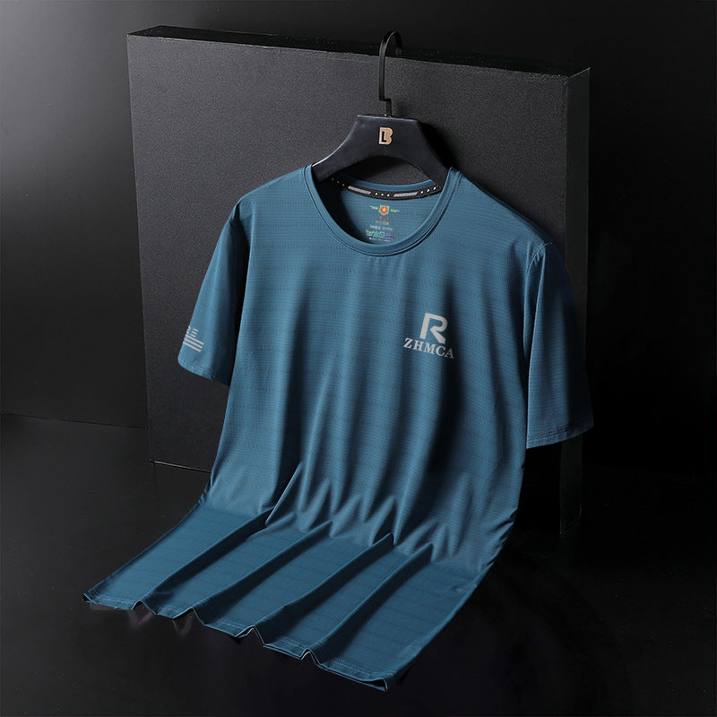 GOOSUDU Couple's Ice Silk Short Sleeve Men's Summer Thin Quick-Drying Casual Sports T-shirt plus-Sized plus Size Summer T-shirt