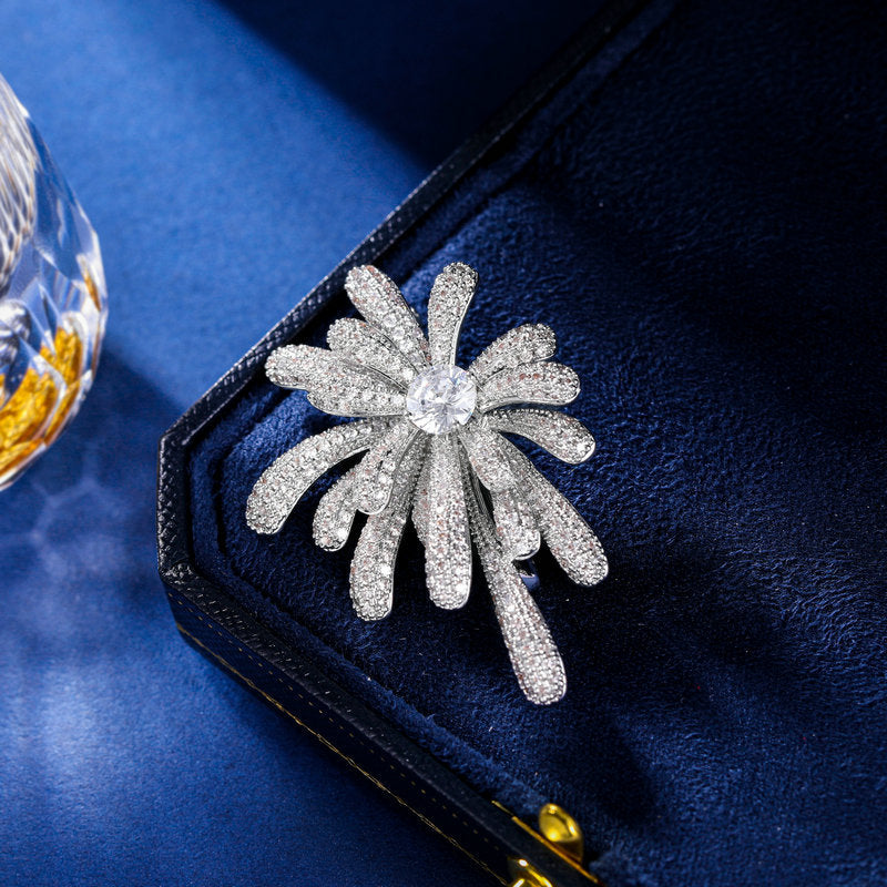 2025 Autumn and winter coats, coats, accessories, corsages, multi-purpose fixed pins, zircon inlaid high-end bright fireworks brooch