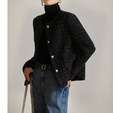 2025 Wool woven small fragrant short coat, tweed jacket  spring and autumn women's clothing, spring short top