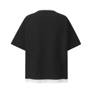 2025 8571 2025n street 2025 summer fake two pieces metal design men's loose senior sense neutral short-sleeved T-shirt