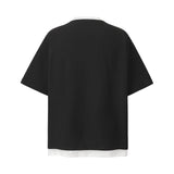 2025 8571 2025n street 2025 summer fake two pieces metal design men's loose senior sense neutral short-sleeved T-shirt