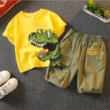 Boys Suit Dinosaur Printed T-shirt Shorts Two-Piece Summer Clothes Breathable Children Suit High Quality in Stock Wholesale