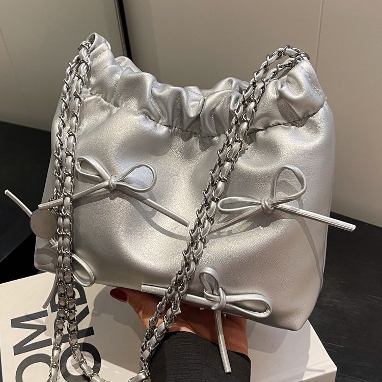 GOOSUDU This Year's Popular Small Bag for Women  New Summer All-Matching Chain Shoulder Messenger Bag Texture Korean Style Bucket Bag