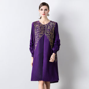 Temperament dress spring and autumn middle-aged mother spring dress new Popular style wedding banquet dress a word loose large size skirt