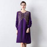 Temperament dress spring and autumn middle-aged mother spring dress new Popular style wedding banquet dress a word loose large size skirt