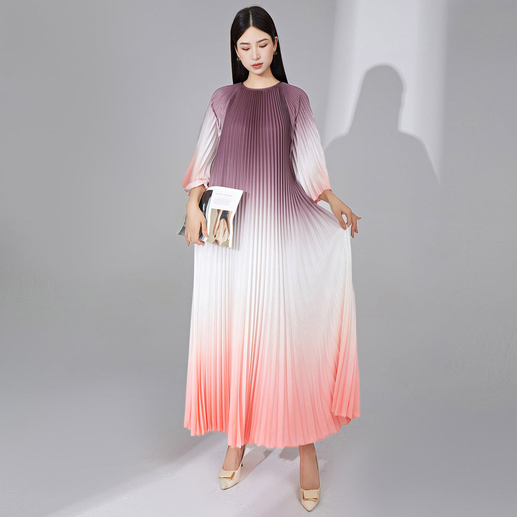 2025 High-end pleated dress women's temperament elegant pleated skirt long high-end sense New Popular trade women's clothing foundry