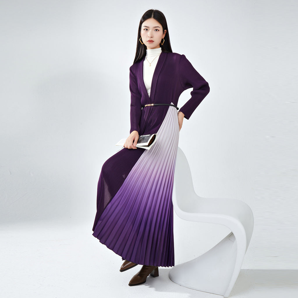 2025 Maillard trench coat long women's high-end feeling royal sister wind coat hanging feeling women's clothing irregular gradual change splicing coat