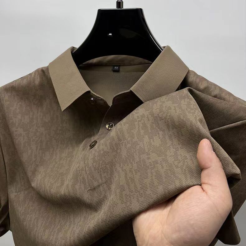 GOOSUDU High-End Camouflage Ice Silk Short Sleeve T-shirt Men's Shirt Collar Summer Trendy Paul Polo Shirt Male Half Sleeve Non-Marking Clothes