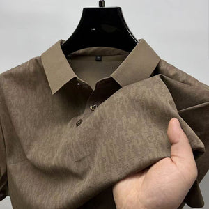 GOOSUDU High-End Camouflage Ice Silk Short Sleeve T-shirt Men's Shirt Collar Summer Trendy Paul Polo Shirt Male Half Sleeve Non-Marking Clothes