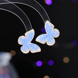 2025 Suitable for summer earrings popular new high-end niche design small fresh gradual change crystal butterfly stud earrings