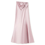 Spring new retro pinch pleated design sense acetic acid fishtail long skirt temperament advanced thin skirt women N1019