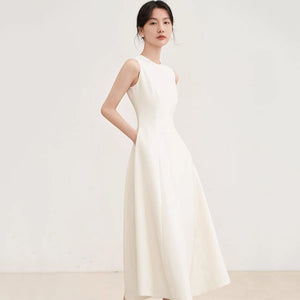 2025 sleeveless light wedding dress for women  new salt wear, light and mature temperament, thin long waist slim skirt for women