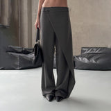 Premium irregular splicing straight wide-leg pants women's  spring new drape suit pants design trousers