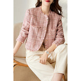 2025 Wool pink small fragrant coat, spring and autumn new tweed  spring short coat top women's wholesale