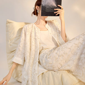 noble daughter touching silk new Chinese embroidery beads temperament salt heavy industry embroidery light mature wind jacket M6110