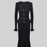 GOOSUDU 2025 Popularan  small fragrance celebrity style high-end sense V-neck knitted two-piece cardigan skirt niche design