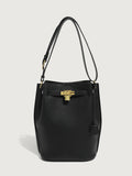 GOOSUDU 2025 New high-end niche design large-capacity lychee pattern oblique span bucket platinum Kelly bag single shoulder oblique span women's bag