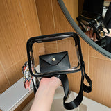 GOOSUDU 2025 transparent bag fashion women's bag  new wide shoulder strap small square bag PVC shoulder messenger bag mobile phone bag