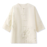 High-end new Chinese popular light luxury temperament new embroidery button design shirt shorts two-piece set M4231