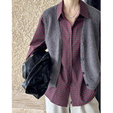 2025 popular autumn new Japanese retro V-neck single buckle Ankola red outer vest cardigan 8132