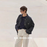 2025 ES MODISH spring new product real shot n simple retro jacket old money style versatile casual denim jacket