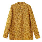 2025 spring new burnt flower new Chinese style diagonal placket buckle design sense loose temperament shirt N1012