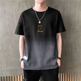 GOOSUDU Short Sleeve T-shirt Men's Summer Fashion Brand Gradient Smiley Face Summer Half Sleeve All-Matching T-shirt Men's Thin Summer Wear