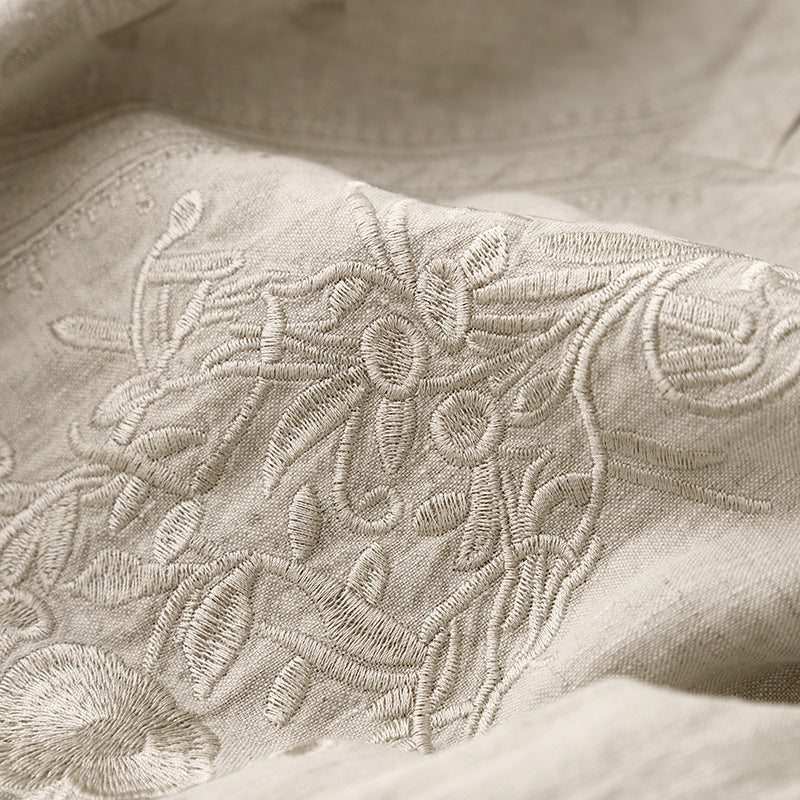 Light luxury high-end dress  summer new literary retro heavy industry embroidery temperament loose dress women