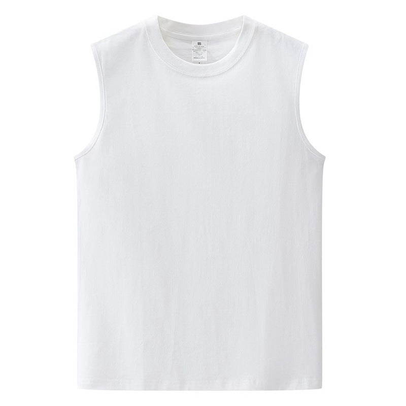 GOOSUDU Men's 230G Solid Color Cotton Vest Sleeveless Sports Casual round Neck Waistcoat Outerwear T-shirt Base Shirt Loose
