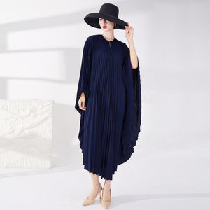 2025 hot-selling dress women's design sense loose bat sleeve long one-piece dress 2025 Popular trade women's pleated skirt