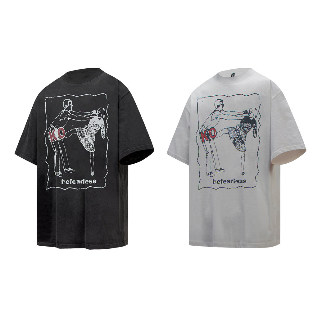 2025 6110 2025n Street 2025 Summer Painting Pattern Design Sense Men's Loose Premium Heavy Short Sleeve T-Shirt