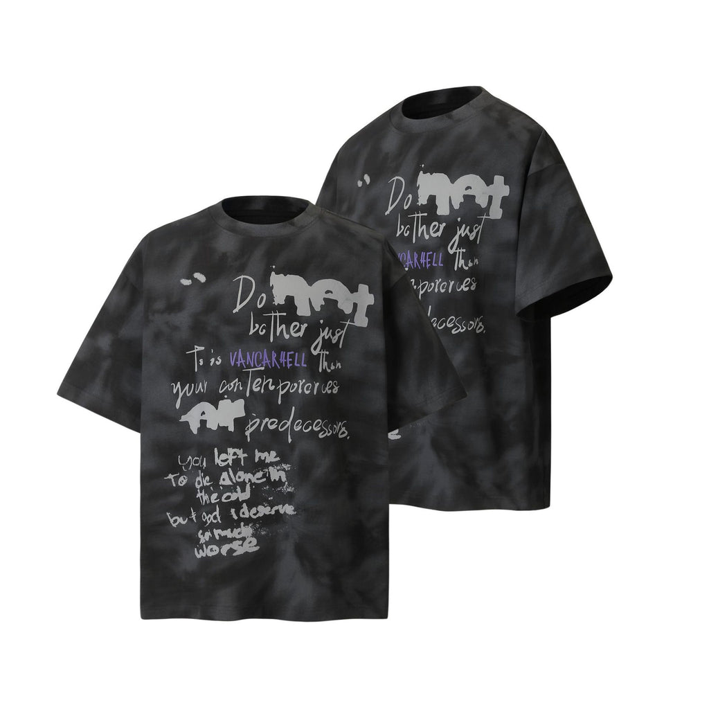 2025 8563 2025n Street 2025 Summer Letter Design Men's Loose Tie-Dyeing Premium Sense Neutral Short Sleeve T-Shirt