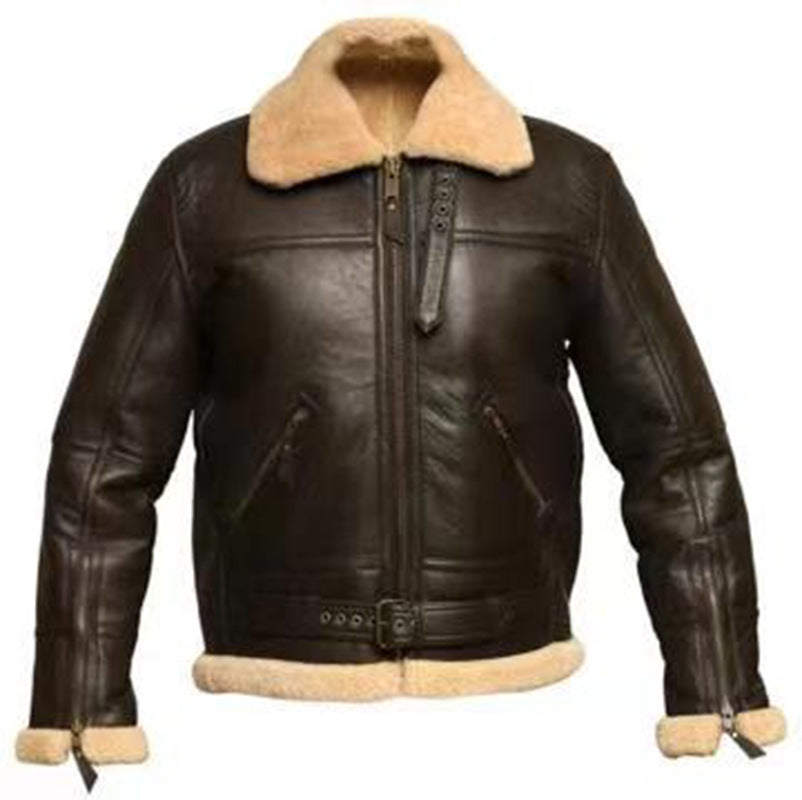 2025 New's new pu short fur integrated men's jacket 6502