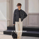2025 ES MODISH spring new product real shot n simple retro jacket old money style versatile casual denim jacket