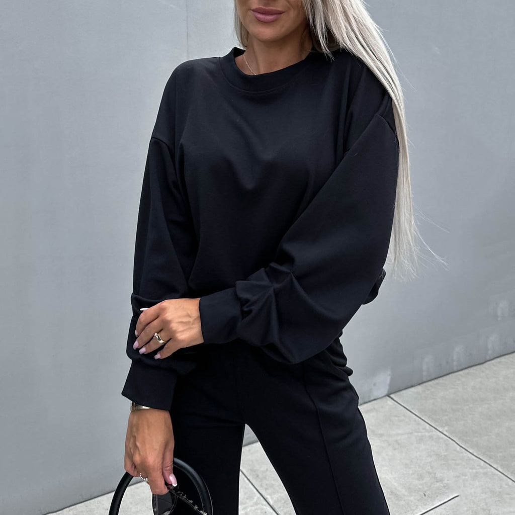 GOOSUDU New crew neck sweater top casual trousers two-piece set women's 2025 style new women's sweater set basic